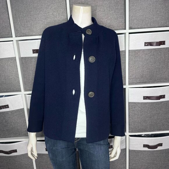J. Crew Collection 100% Cashmere Navy 3 Button Cardigan Size Small - Picture 11 of 12